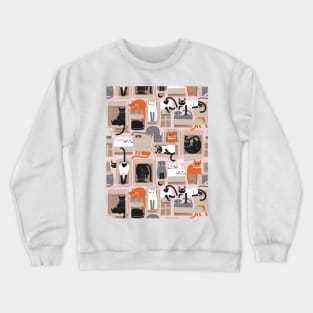 Purfect feline architecture // pattern // background cute cats in cardboard boxes Crewneck Sweatshirt